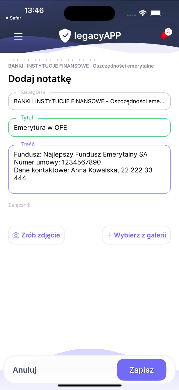 LegacyApp - ekran aplikacji