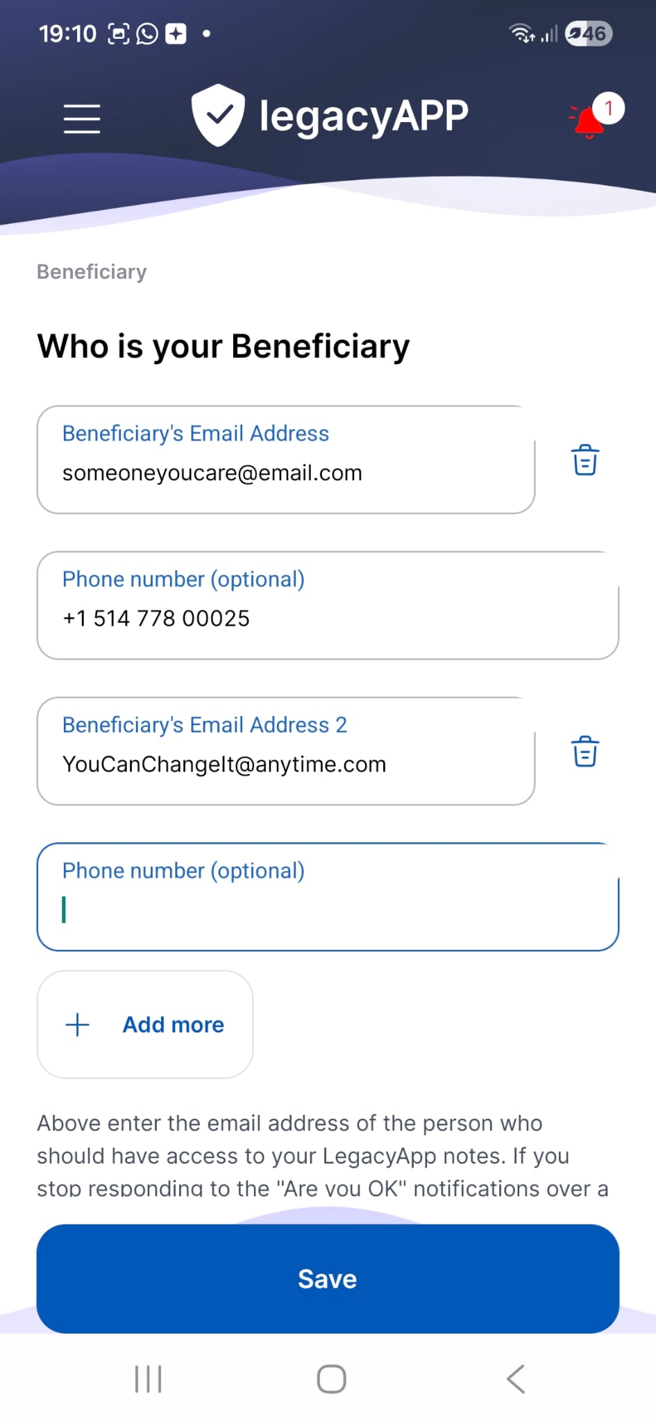 LegacyApp: choosing who receives your information